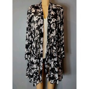 Comfy USA Lightweight Floral Mesh Lagenlook Cardigan Topper 1X Flowy Resort